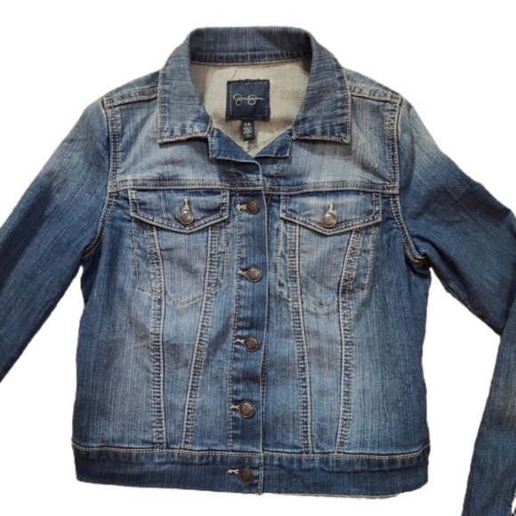 Jessica Simpson Medium Wash Denim Jean Jacket XS - Picture 4 of 8